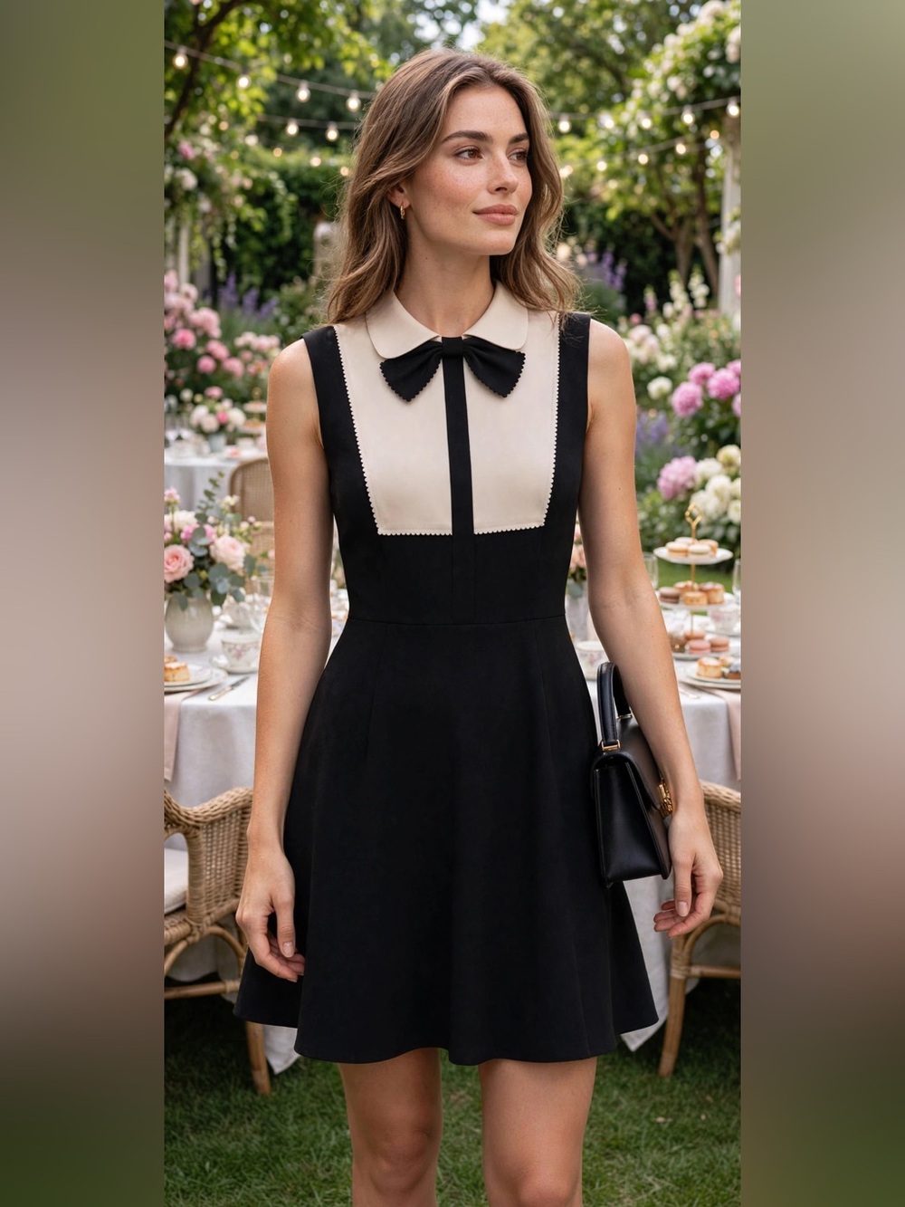 Ted Baker Black and Cream Dress Size 2